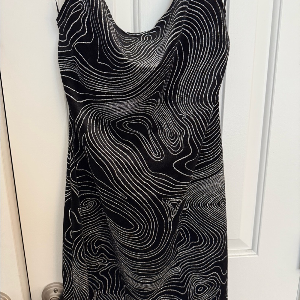 Divided Black and Silver Sheath Mini Dress